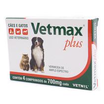 Vermífugo Vetmax Plus Vetnil para Cães e Gatos 4 comprimidos