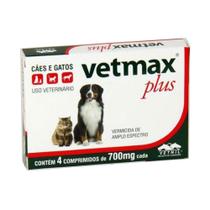 Vermífugo Vetnil Vetmax Plus 700mg Cães/Gatos 4 Cp Vermífugo Vetnil Vetmax Plus 700mg Cães/Gatos 4 Cp