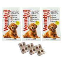 Vermitril Anti Pulgas, Carrapatos, Vermes, Sarnas 12 Comp Mastigáveis Sabor Carne