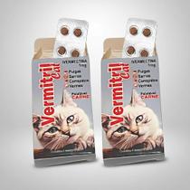Vermitril Gatos 8 Comprimidos Mastigáveis 4 em 1 Anti Pulgas, Carrapatos, Vermes e Sarnas