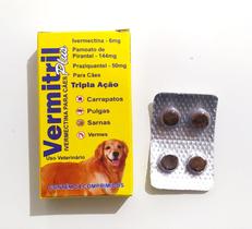 Vermitril Max Ação 4 em 1 Antipulgas, carrapatos, vermes e sarna 4 Comprimidos para Cães de até 30kg Vermitril Max Ação 4 em 1 Antipulgas, carrapatos, vermes e sarna 4 Comprimidos para Cães de até 30kg