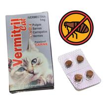 Vermitril para Gatos Mastigável Ação 4 em 1 Antipulgas, carrapatos, vermes e sarna 4 Comprimidos Mastigáveis - Vila Flor