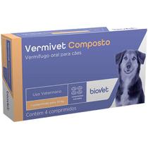 Vermivet Composto 600 mg Vermífugo para Cães Biovet 4 Comprimidos