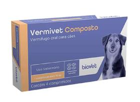 Vermivet Composto Cães e Gatos 600mg Biovet 4 Comprimidos - Biovet Vermivet Composto Cães e Gatos 600mg Biovet 4 Comprimidos - Biovet