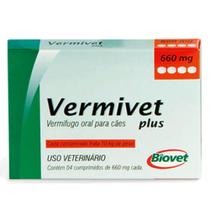 Vermivet Plus 660 mg - Vermífugo Para Cães - 4 Comprimidos - Biovet