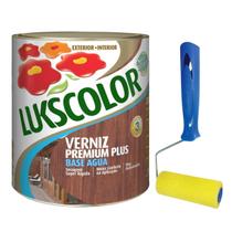 Verniz Base Água 900ml Madeira Lukscolor + Rolinho Espuma 9cm Verniz Base Água 900ml Madeira Lukscolor + Rolinho Espuma 9cm