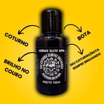 Verniz Elite SPM 100ml Preto para Couro Brilho Intenso com Esponja e Flanela