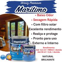 Verniz Premium Marítimo Base Água Natural Brilhante 900ml Montana Madeira