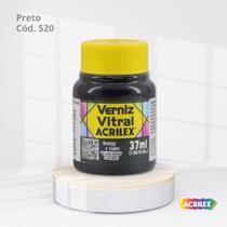Verniz Vitral Tinta Para Vidro com 37ML cor PRETO cód. 520
