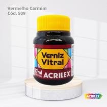 Verniz Vitral Tinta Para Vidro com 37ML cor Vermelho Carmim cód. 509