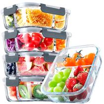 VERONES Recipientes de Vidro para Marmita 36 oz com 3 Compartimentos, Kit com 5 Unidades VERONES Recipientes de Vidro para Marmita 36 oz com 3 Compartimentos, Kit com 5 Unidades