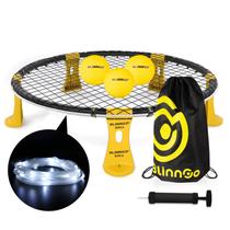 Versão Roundnet Game 3 Balls, disponível o dia todo, conjunto de jogos de bola de praia com luz de faixa, gramado, praia e quintal, jogo ao ar livre para iniciantes e jogadores profissionais