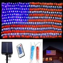 (Versión Mejorada) Luces de Energía Solar con Bandera Americana PUHONG 420 LED (Versión Mejorada) Luces de Energía Solar con Bandera Americana PUHONG 420 LED