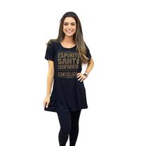 Vest Leg Blusa Cristã Feminina Pedraria Espírito Santo Companheiro Moda Evangélica Gospel