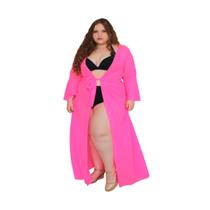 Vestidinho Plus Size Saida Praia Longa Manga Babado Luxo