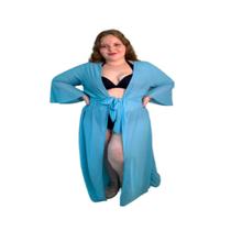 Vestidinho Plus Size Saida Praia Longa Manga Babado Luxo