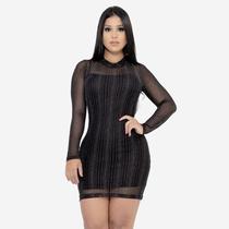 Vestido 2 Peças Tule Transparente Com Vestido Forro Alcinha