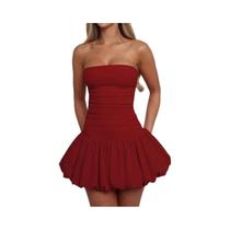 Vestido A-Line Sem Costas Em Patchwork Para Mulheres, Sexy, Sem Alças, Saia Em Forma De Botão De