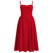 Vestido ABEHIK Espartilho de verão para mulheres vermelho tamanho S Vestido ABEHIK Espartilho de verão para mulheres vermelho tamanho S