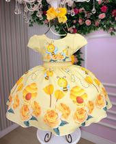 Vestido Abelha Abelhinha Temáticos Kids Amarelo