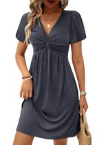 Vestido Acelitt Casual Fashion 2025 Summer Twist Front Grey Vestido Acelitt Casual Fashion 2025 Summer Twist Front Grey