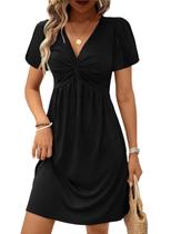Vestido Acelitt Fashion 2025 Summer Twist Front com decote em V preto GG