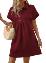 Vestido Acelitt Primavera-Verão com gola de lapela para mulheres, vermelho Vestido Acelitt Primavera-Verão com gola de lapela para mulheres, vermelho