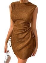 Vestido Acelitt Primavera Verão Convidado de Casamento com Cordão Marrom Vestido Acelitt Primavera Verão Convidado de Casamento com Cordão Marrom