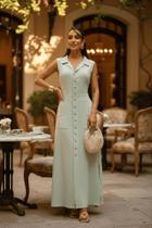 Vestido Acinturado Feminino em Tecido Sensorial Premium