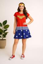 Vestido Adulto Estampado Mulher Maravilha Vestido Adulto Estampado Mulher Maravilha