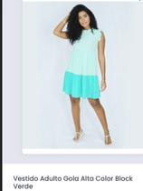 Vestido adulto gola alta color black verde TAM M