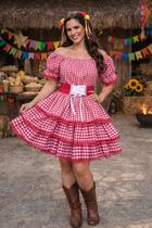 Vestido Adulto Junino Arraiá Festas Vermelho Xadrez Vestido Adulto Junino Arraiá Festas Vermelho Xadrez