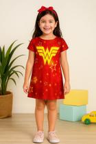 Vestido adulto ou infantil Mulher Maravilha vermelho