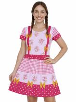 Vestido Adulto Temático Estampado Festa Junina Rosa