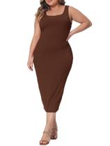 Vestido Agnes Orinda Summer sem mangas Bodycon Cocktail 2X Brown Vestido Agnes Orinda Summer sem mangas Bodycon Cocktail 2X Brown