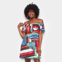 Vestido Água Viva Curto Ombro A Ombro Tie Dye Vestido Água Viva Curto Ombro A Ombro Tie Dye