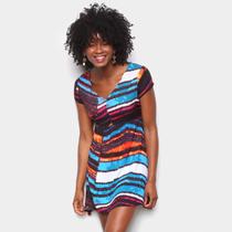 Vestido Água Viva Estampado Decote V Vestido Água Viva Estampado Decote V