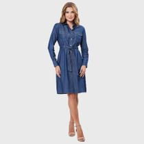 Vestido Aishty Chemise Jeans Manga Longa Feminino