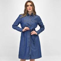Vestido Aishty Chemise Jeans Manga Longa Feminino