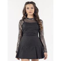 Vestido Alça Infantil Preto Xadrez Trend BobbyLulu Vestido Alça Infantil Preto Xadrez Trend BobbyLulu