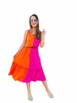 Vestido Alça Pink e Laranja Vestido Alça Pink e Laranja