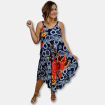 Vestido Alça Trapézio Indiano Estampa Mandala e Flores 8646 Vestido Alça Trapézio Indiano Estampa Mandala e Flores 8646
