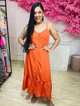 Vestido alcinha de abotoar laranja tamanho