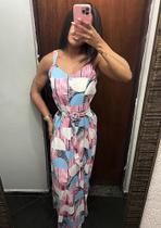 Vestido alcinha longo estampado em viscose forrado com cintinho super charmoso ótima opção