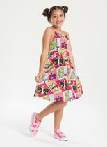 Vestido Alcinha Verão Menina Pink Borboletas Geométricas