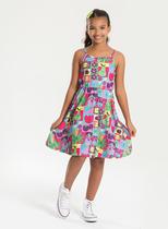 Vestido Alcinha Verão Menina Pink Frutinhas Divertidas