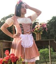 Vestido Alemã Veludo Rosa Oktoberfest Evelin com Blusinha ciganinha Vestido Alemã Veludo Rosa Oktoberfest Evelin com Blusinha ciganinha