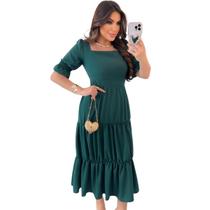 Vestido Alfaiataria Evangélico Com Babado Verde Vestido Alfaiataria Evangélico Com Babado Verde