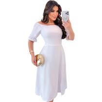 Vestido Alfaiataria Evangélico Fenda Lateral Branco Uma Forma da Moda Standard Size Average Multiuso