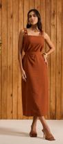 Vestido Alfaiataria Marron Tharog Com pedraria